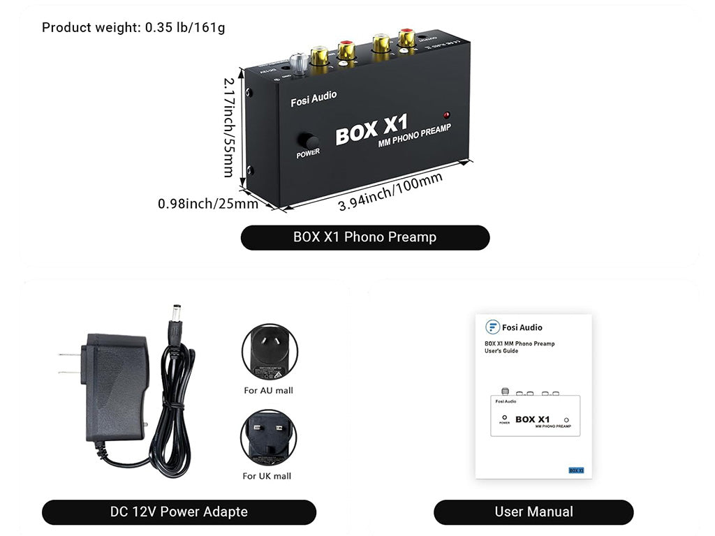 Fosi Audio Box X1 : קדם מגבר פונו קומפקטי עם יציאת אוזניות לפטיפון – במביט